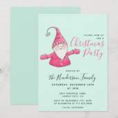 Fun Gnome Custom Mint Green en Pink Christmas Kaart (Voorkant / Achterkant)