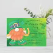 Fun Gnome St. Patrick's Day Uitnodiging (Staand voorkant)
