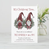 Fun Gnomen met Red Green Wreath-kerstfeest Kaart (Staand voorkant)