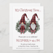 Fun Gnomen met Red Green Wreath-kerstfeest Kaart (Voorkant / Achterkant)