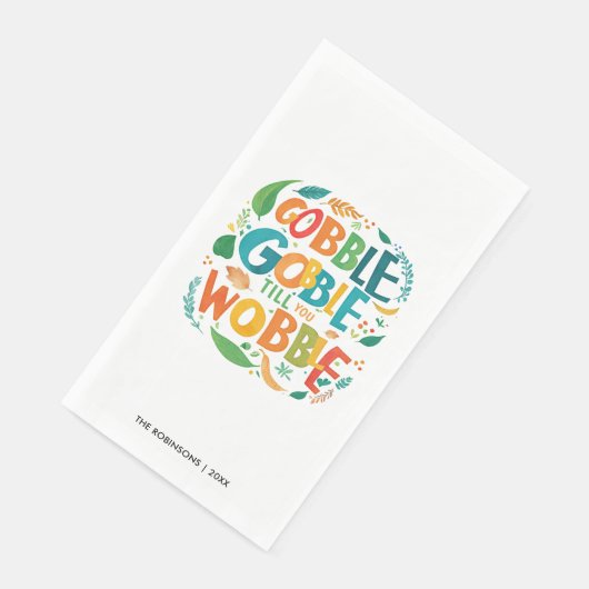 Fun Gobble Kleurrijke Thanksgiving Herfst Typograf Servet (Hoek)