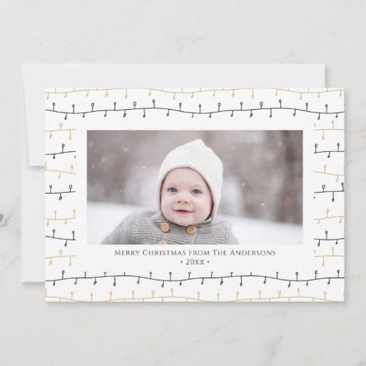 Fun Gold Black kerstversieringen Eenvoudig wit Feestdagenkaart (Voorkant)