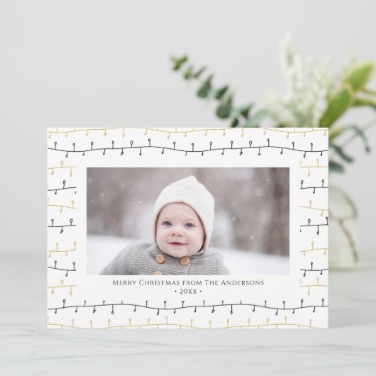 Fun Gold Black kerstversieringen Eenvoudig wit Feestdagenkaart (Staand voorkant)