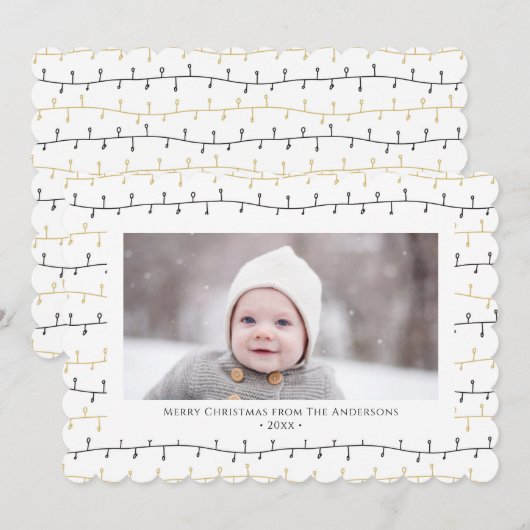 Fun Gold Black kerstversieringen Eenvoudig wit Feestdagenkaart (Voorkant / Achterkant)