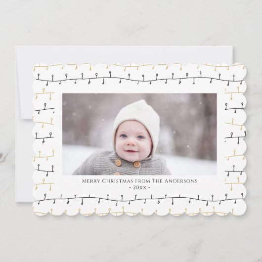 Fun Gold Black kerstversieringen Eenvoudig wit Feestdagenkaart (Voorkant)