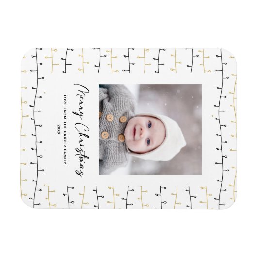 Fun Gold Black kerstversieringen Eenvoudig wit Magneet (Horizontaal)