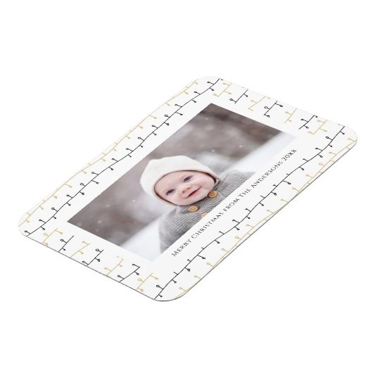 Fun Gold Black kerstversieringen Eenvoudig wit Magneet (Linkerzijde)