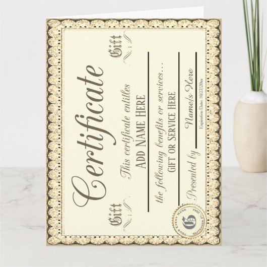 Fun Gold Cadeaubon Kaart (Voorkant)