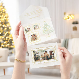 Fun Gold Doodle Lijst Peace on Earth 3-Foto All In One Uitnodiging