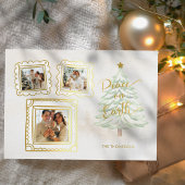 Fun Gold Doodle Lijst Peace on Earth 3-Foto Folie Feestdagenkaart