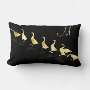 Fun Gold Foil Geese Black Monogram Sierkussen Kussen