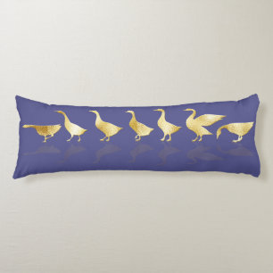 Fun Gold Foil Geese Periwinkle Name Body Pillow Lichaamskussen