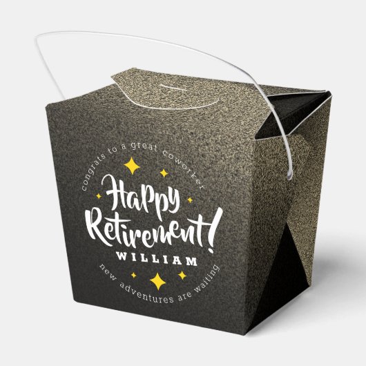 Fun Gold Glitter Stars Retirement New Adventures Bedankdoosjes (Achterkant)