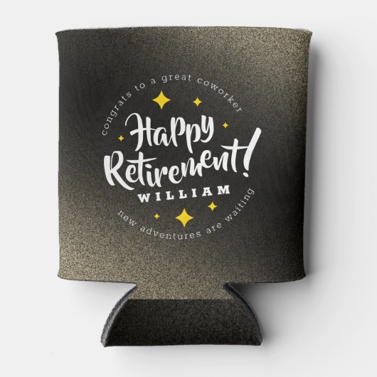 Fun Gold Glitter Stars Retirement New Adventures Blikjeskoeler (Voorkant)