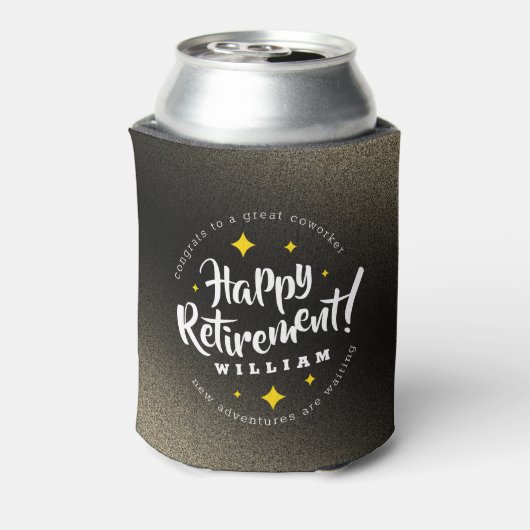 Fun Gold Glitter Stars Retirement New Adventures Blikjeskoeler (Blikje Achterkant)