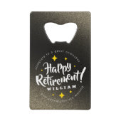 Fun Gold Glitter Stars Retirement New Adventures Creditkaart Flessenopener (Voorkant)