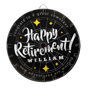 Fun Gold Glitter Stars Retirement New Adventures Dartbord