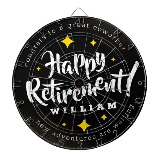 Fun Gold Glitter Stars Retirement New Adventures Dartbord (Voorkant)