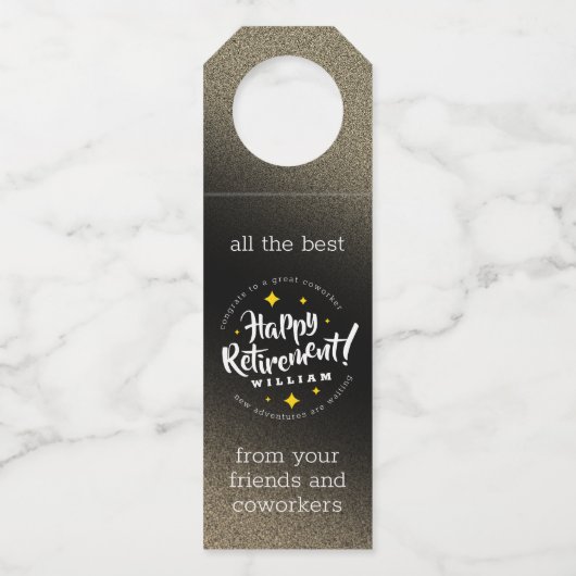 Fun Gold Glitter Stars Retirement New Adventures Flessenhanger (Voorkant)