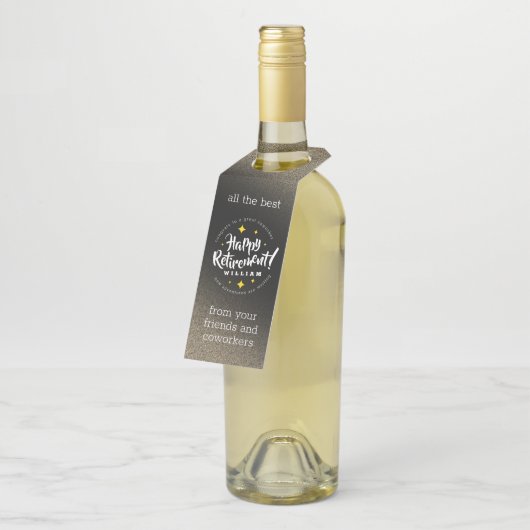 Fun Gold Glitter Stars Retirement New Adventures Flessenhanger (Schuin)