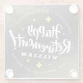 Fun Gold Glitter Stars Retirement New Adventures Glazen Onderzetter (Achterkant)