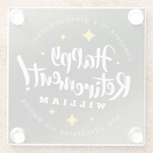 Fun Gold Glitter Stars Retirement New Adventures Glazen Onderzetter (Achterkant)