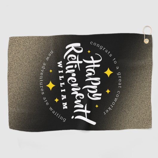 Fun Gold Glitter Stars Retirement New Adventures Golfhanddoek (Horizontaal)