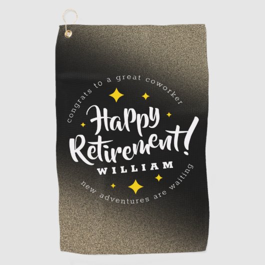 Fun Gold Glitter Stars Retirement New Adventures Golfhanddoek (Voorkant)