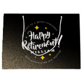 Fun Gold Glitter Stars Retirement New Adventures Groot Cadeauzakje (Voorkant)