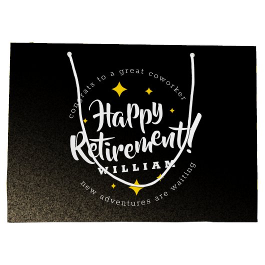 Fun Gold Glitter Stars Retirement New Adventures Groot Cadeauzakje (Achterkant)