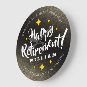 Fun Gold Glitter Stars Retirement New Adventures Grote Klok