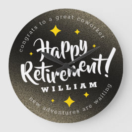 Fun Gold Glitter Stars Retirement New Adventures Grote Klok