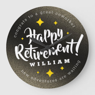 Fun Gold Glitter Stars Retirement New Adventures Grote Klok