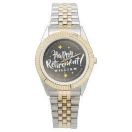 Fun Gold Glitter Stars Retirement New Adventures Horloge