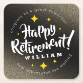 Fun Gold Glitter Stars Retirement New Adventures Kartonnen Onderzetters (Voorkant)