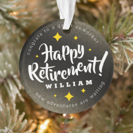 Fun Gold Glitter Stars Retirement New Adventures Ornament