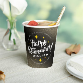 Fun Gold Glitter Stars Retirement New Adventures Papieren Bekers
