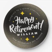 Fun Gold Glitter Stars Retirement New Adventures Papieren Bordje (Voorkant)