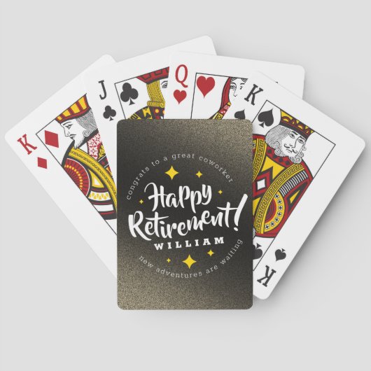Fun Gold Glitter Stars Retirement New Adventures Pokerkaarten (Achterkant)