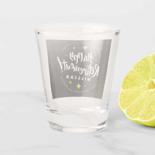 Fun Gold Glitter Stars Retirement New Adventures Shot Glas (Achterkant)