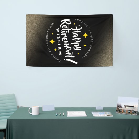 Fun Gold Glitter Stars Retirement New Adventures Spandoek (Beurs)