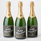 Fun Gold Glitter Stars Retirement New Adventures Sparkling Wijnetiket (Flessen)