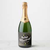 Fun Gold Glitter Stars Retirement New Adventures Sparkling Wijnetiket (Voorkant)