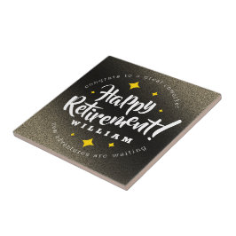 Fun Gold Glitter Stars Retirement New Adventures Tegeltje