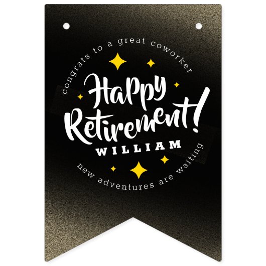 Fun Gold Glitter Stars Retirement New Adventures Vlaggetjes (Eerste vlag)