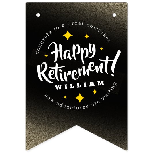 Fun Gold Glitter Stars Retirement New Adventures Vlaggetjes (Derde vlag)