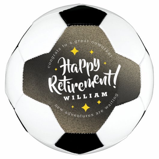 Fun Gold Glitter Stars Retirement New Adventures Voetbal (Voorkant)