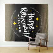 Fun Gold Glitter Stars Retirement New Adventures Wandkleed (In Situ (horizontaal))