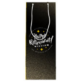 Fun Gold Glitter Stars Retirement New Adventures Wijn Cadeautas (Achterkant)