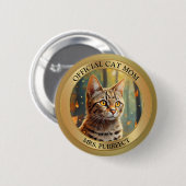 Fun Gold Metallic Foto Cat Mom Button (Voorkant /achterkant)
